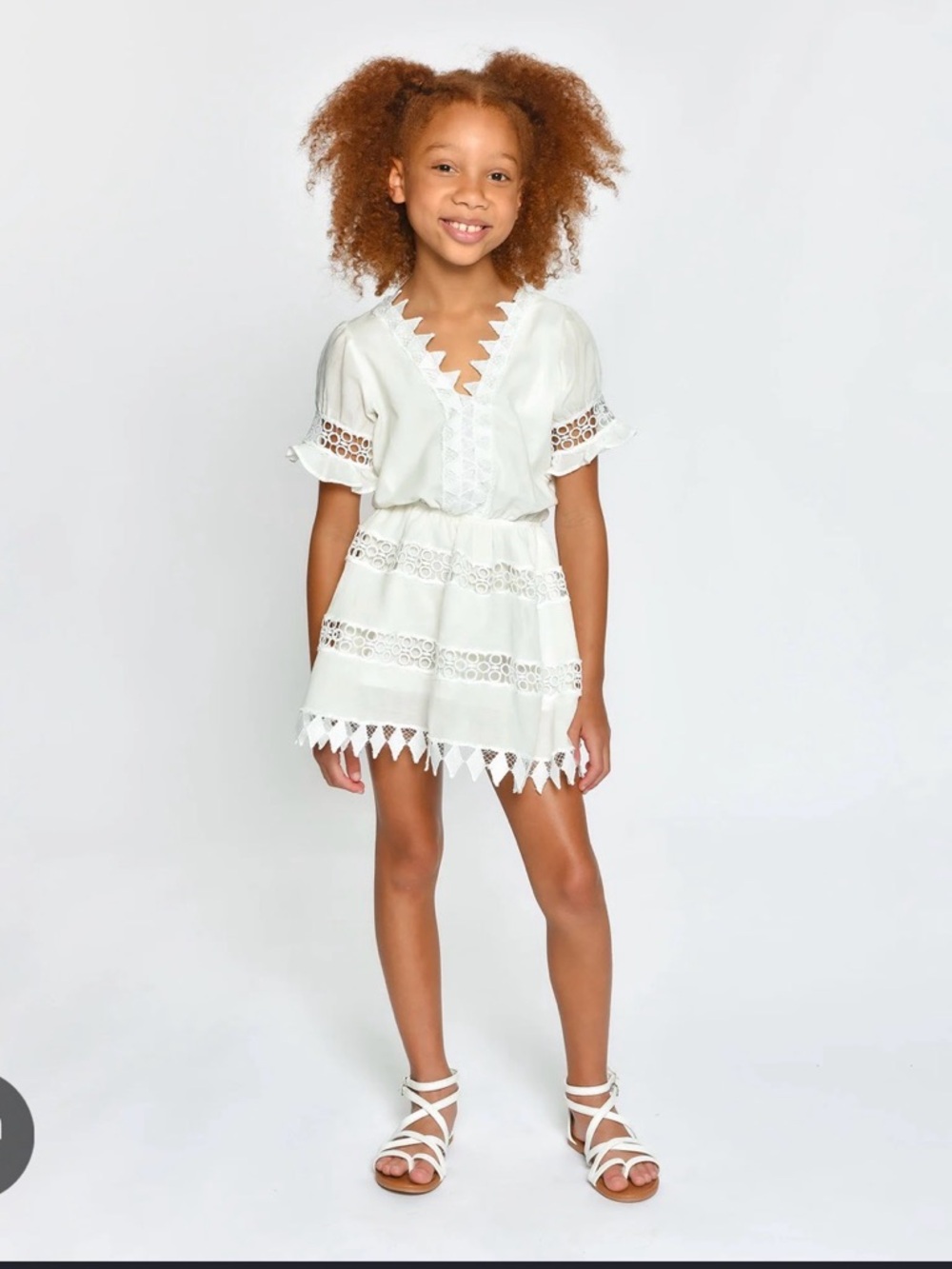 Little Pexioto Ora dress white lace detail small 4-6